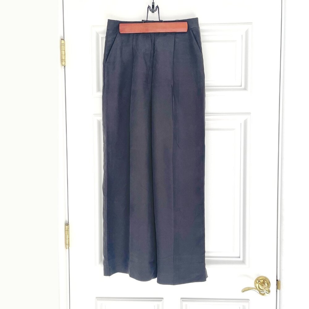 & Other Stories Wide Silk Trousers in Black Size 6 - Picture 3 of 11
